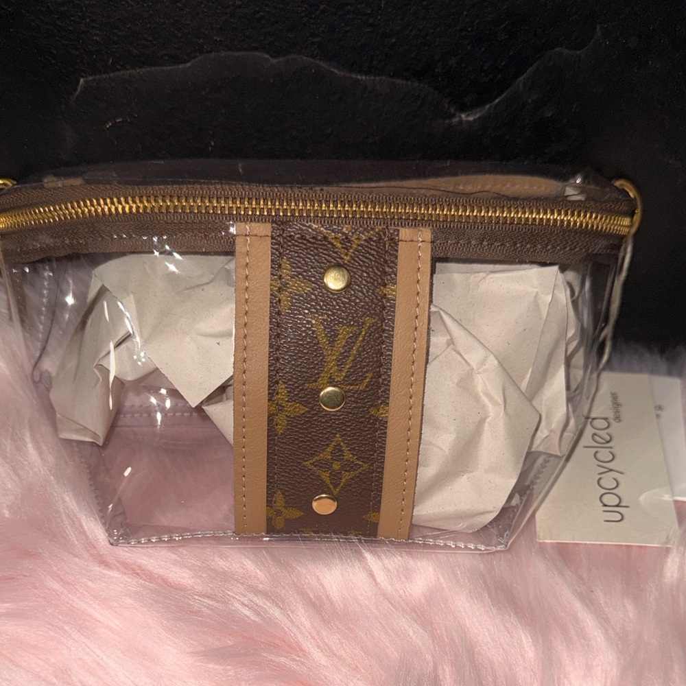 Louis Vuitton upcycled Transparent Pouch with Brown Monogram